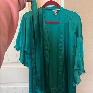 Victoria's Secret Turquoise Satin Robe